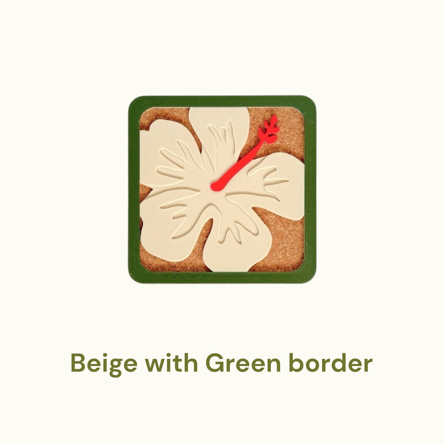 Hibiscus Coasters - Red & Beige