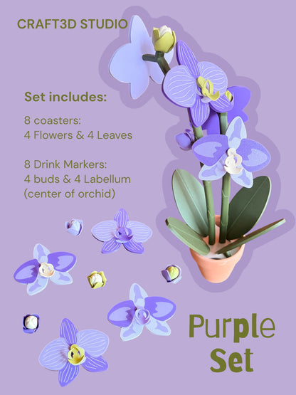 Orchid Plant Coaster Set