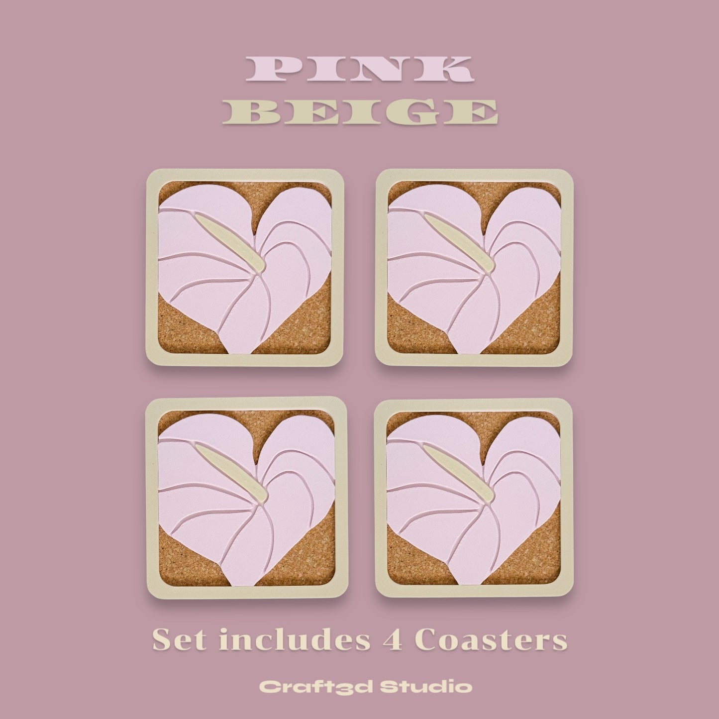 Anthurium Coasters - Pink