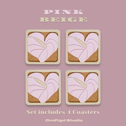 Anthurium Coasters - Pink