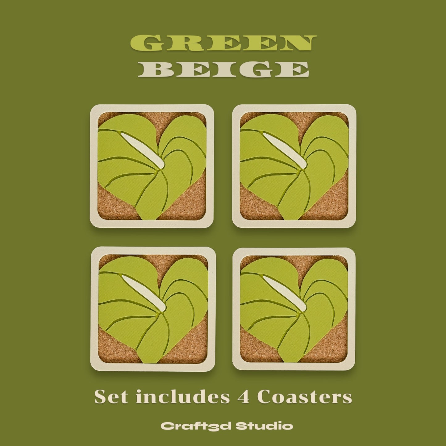 Anthurium Coasters - Green