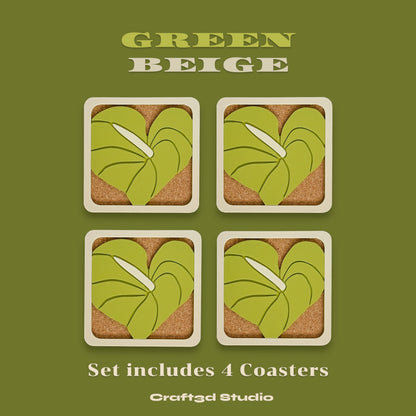 Anthurium Coasters - Green