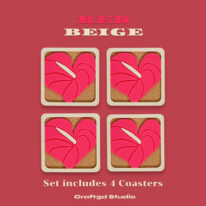 Anthurium Coasters - Red