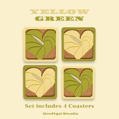 Anthurium Coasters - Yellow & Green