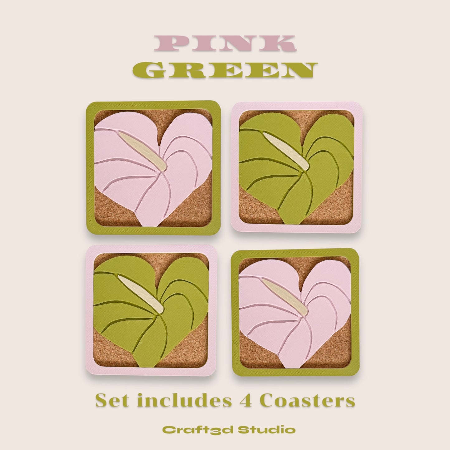 Anthurium Coasters Set