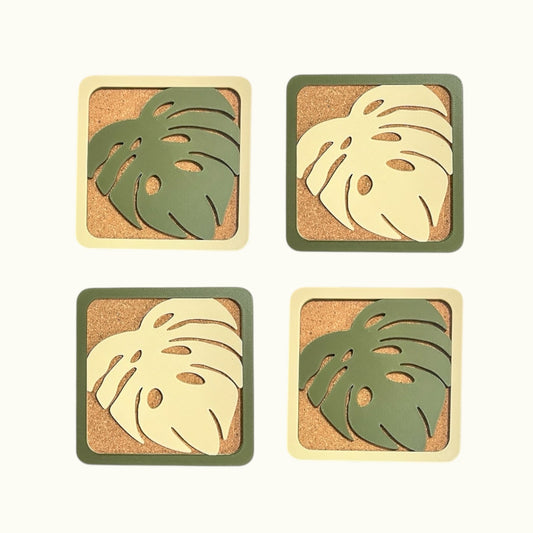 Monstera Leaf Coasters Set