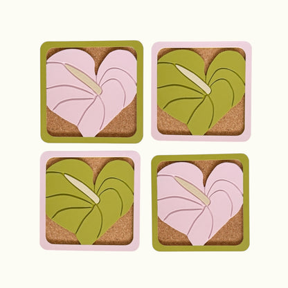 Anthurium Coasters Set