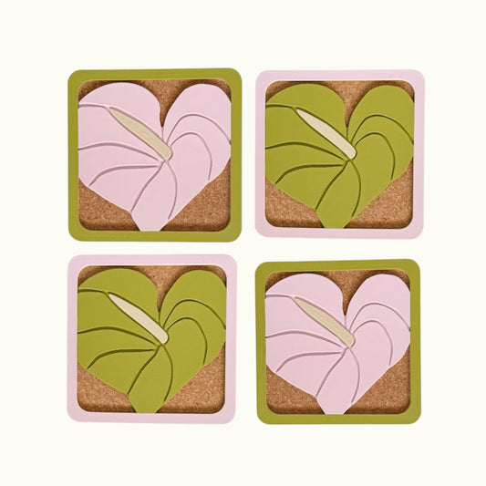 Anthurium Coasters Set