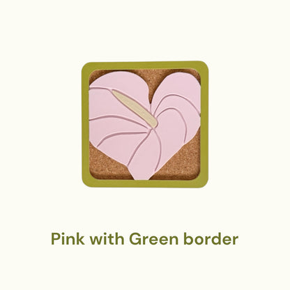 Anthurium Coasters - Pink & Green