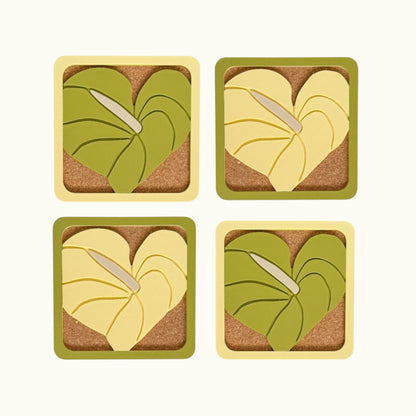Anthurium Coasters - Yellow & Green