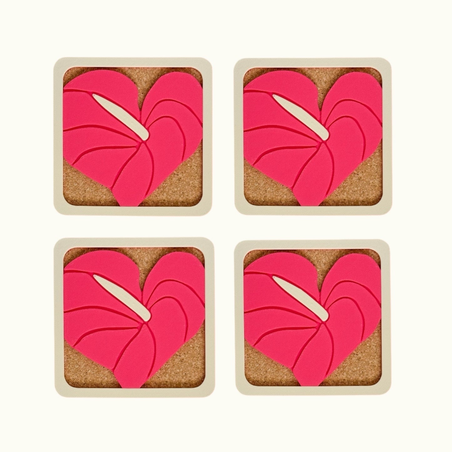 Anthurium Coasters - Red
