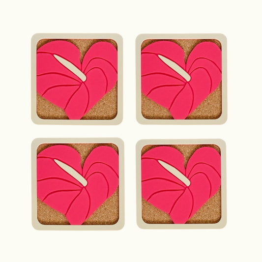 Anthurium Coasters - Red