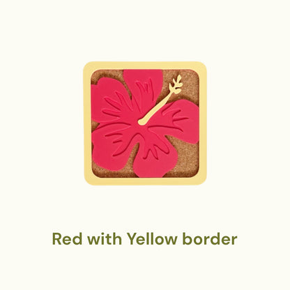 Hibiscus Coasters - Red & Yellow