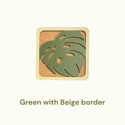 Monstera Coasters - Green & Beige