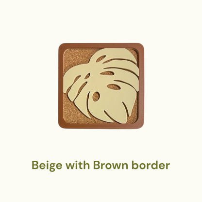 Monstera Coasters - Brown & Beige