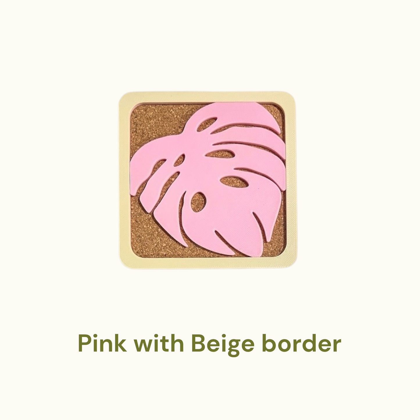 Monstera Coasters - Pink & Beige